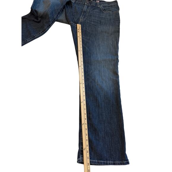 Ariat FR Jeans Men Sz 38x34 Blue Relaxed Boot M4 Distressed Denim CAT2 Workwear - Picture 10 of 11